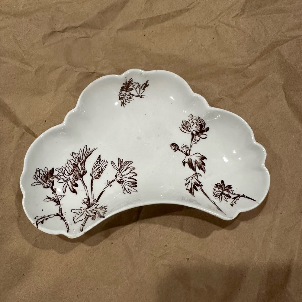 Vintage crescent moon chrysanthemum dish.